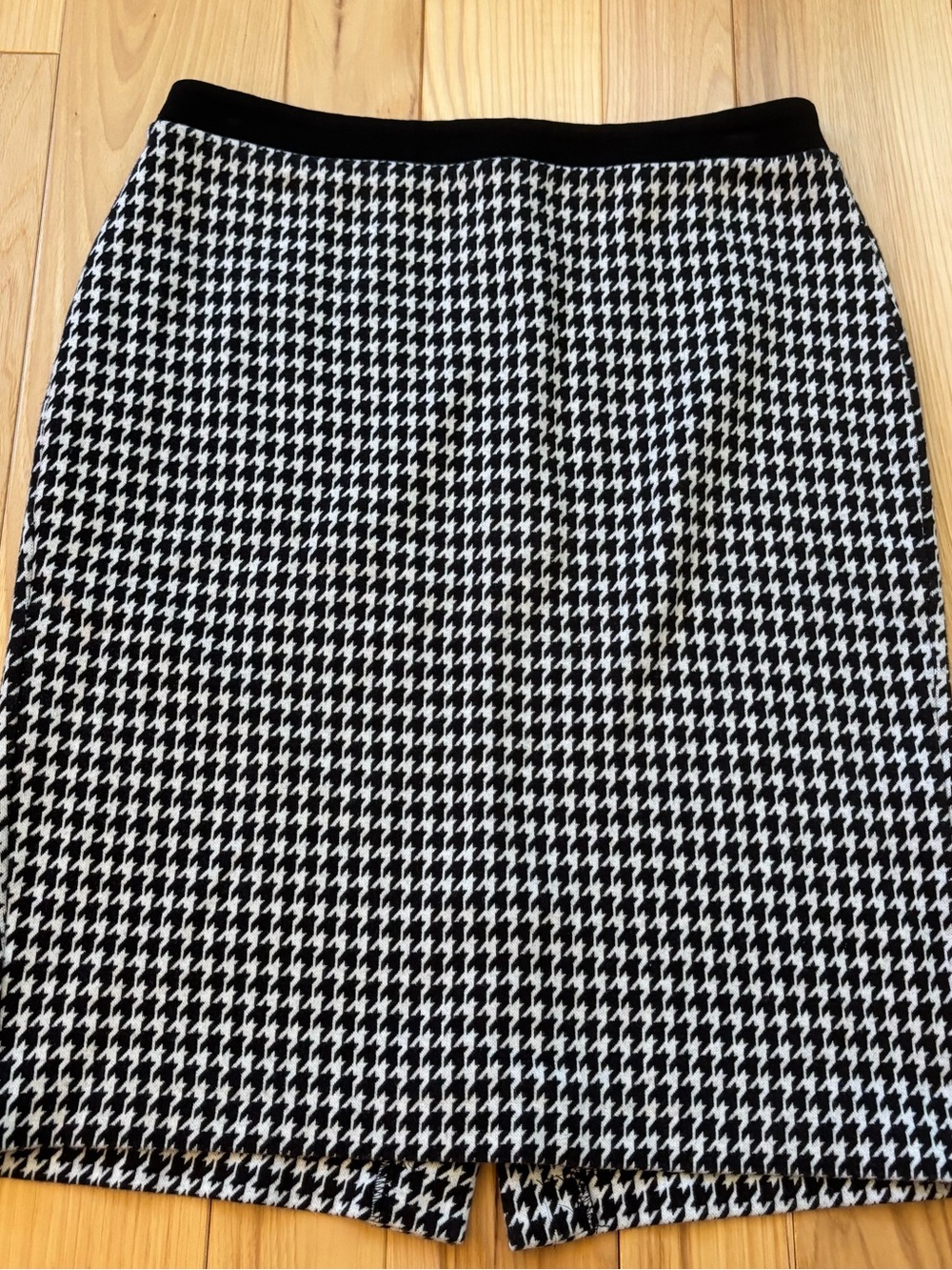 Talbots Houndstooth Black White Patterned Pencil Skirt